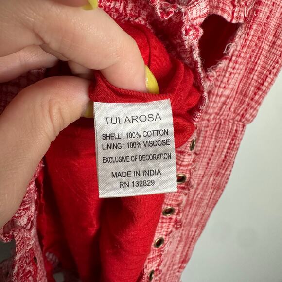 Revolve Tularosa Women's Red + White Amelia Tie Back V Neck Romper Size L - Picture 8 of 11